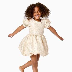 Lilly Pulitzer Girls Gold Cream Jacquard Dress Size 12